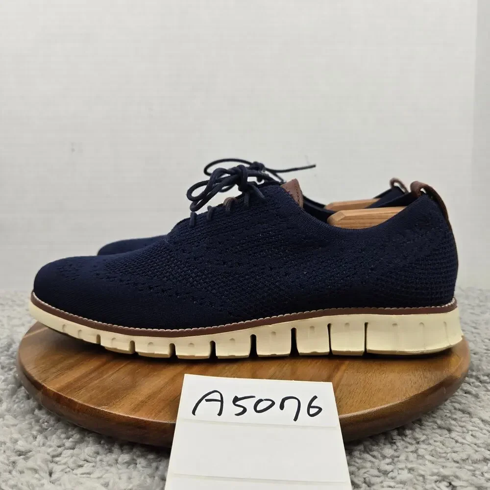 Cole Haan Mens 11M ZeroGrand Wingtip Marine Blue Stitchlite Casual Oxford Shoe
